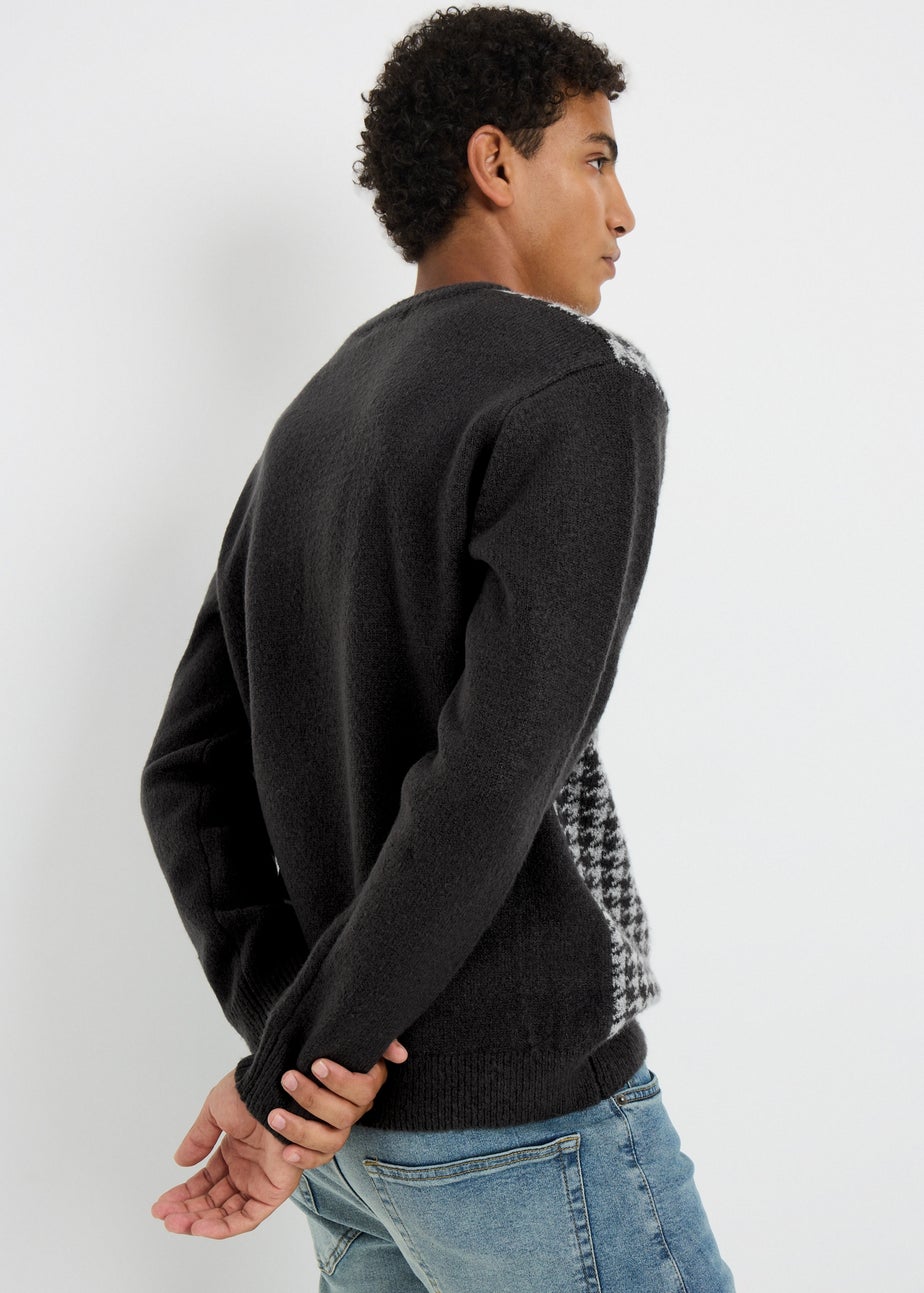 Charcoal Houndstooth Patterned Jumper