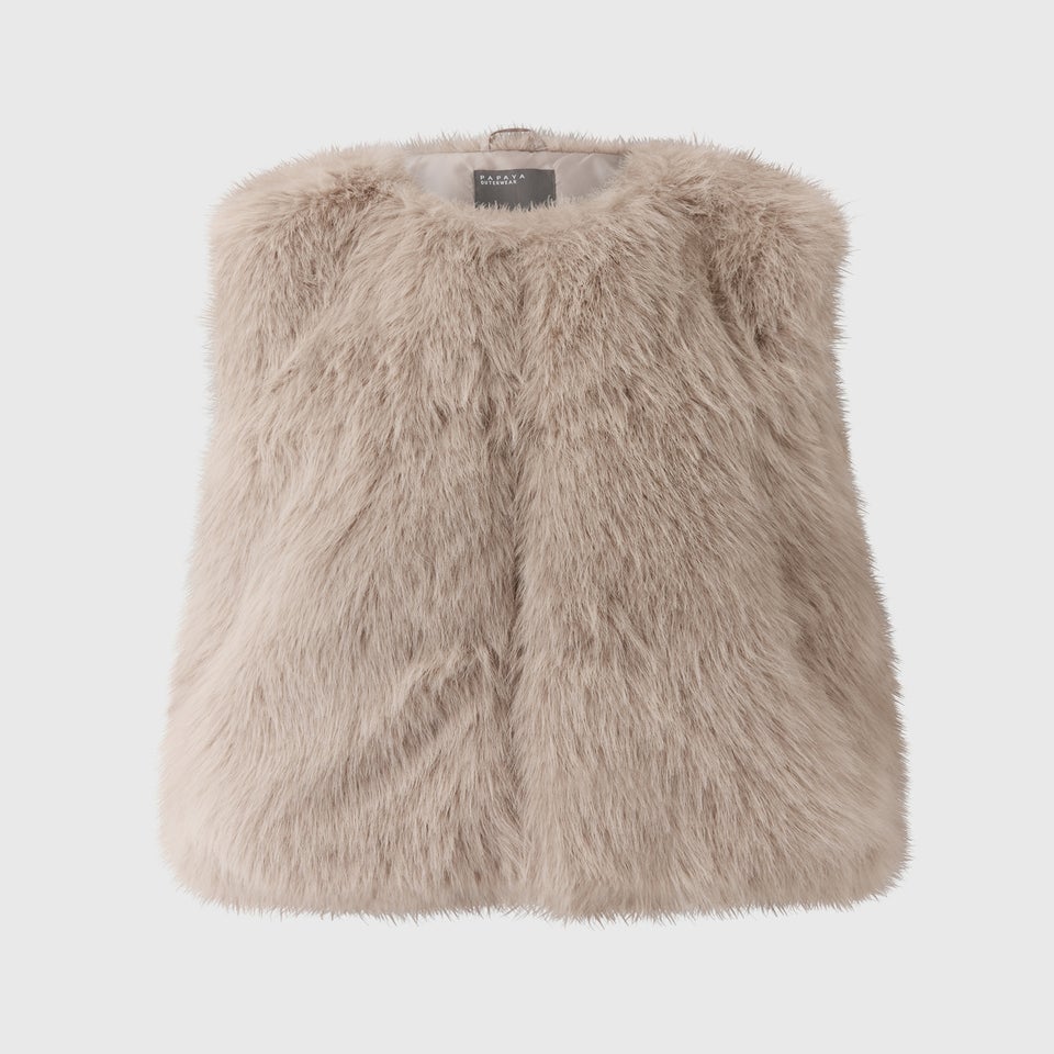Beige Faux Fur Gilet