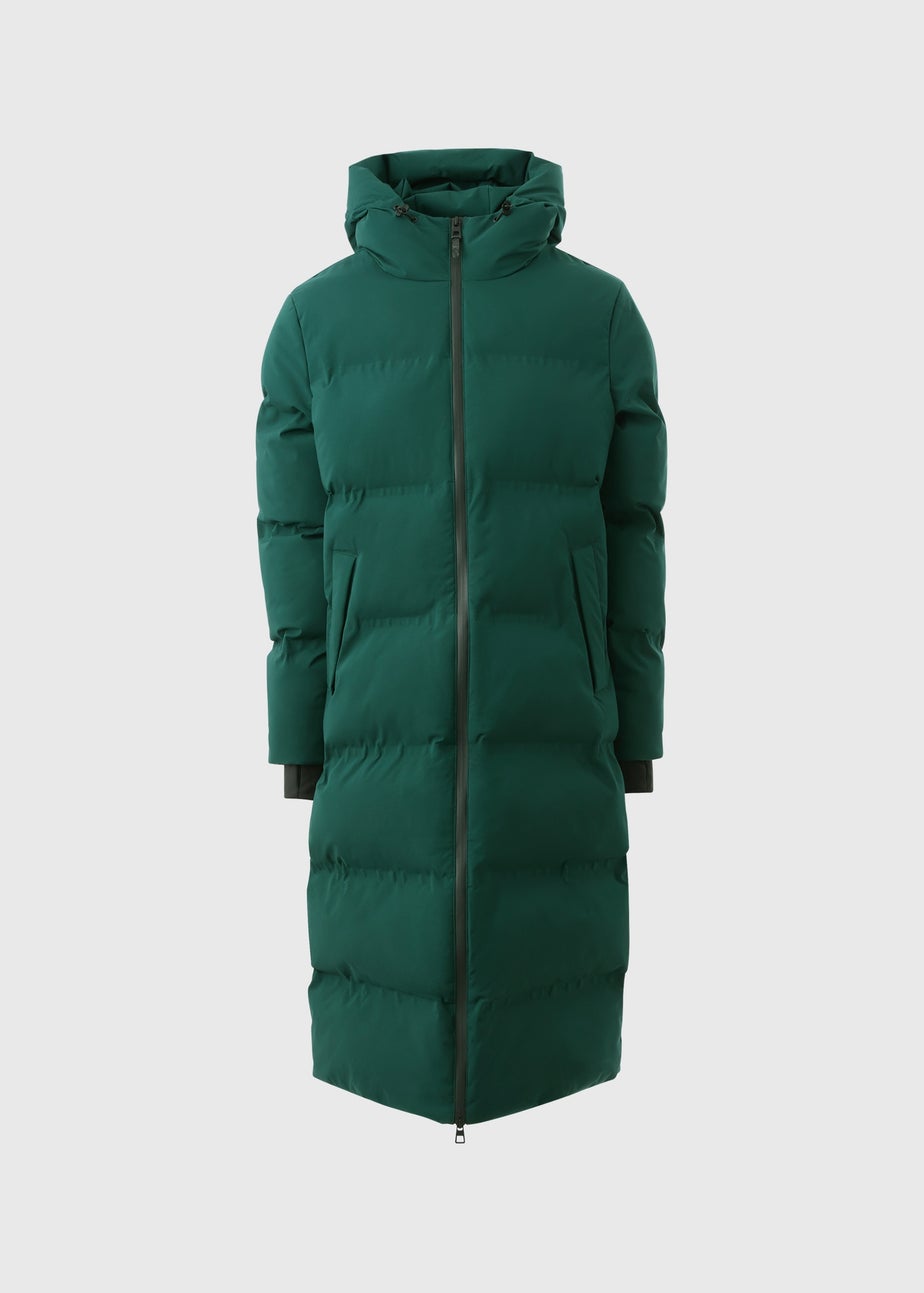 Green Long Technical Showerproof Coat