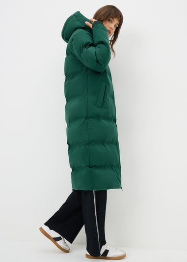 Green Long Technical Showerproof Coat
