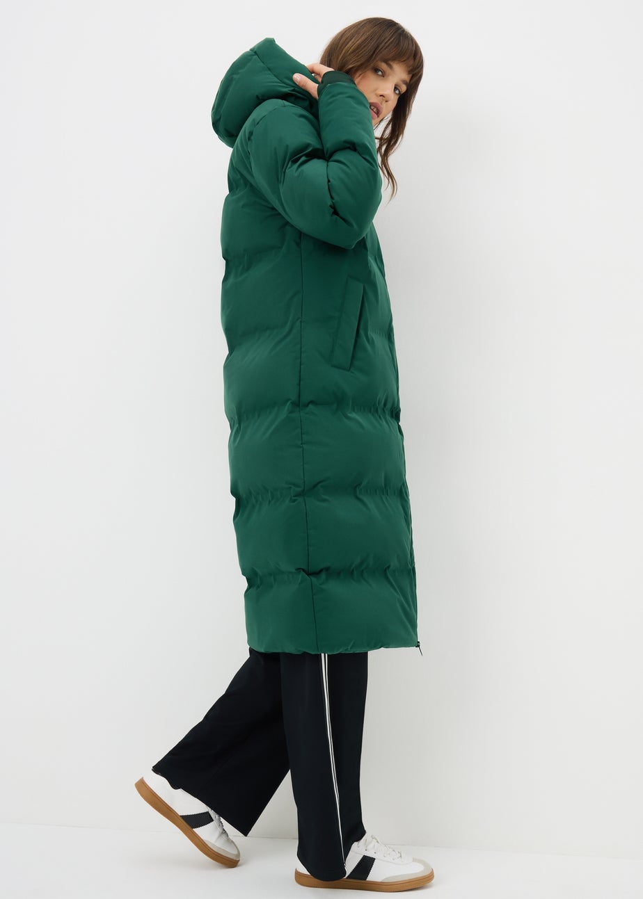 Green Long Technical Showerproof Coat