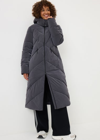 Dark Grey Longline Padded Coat