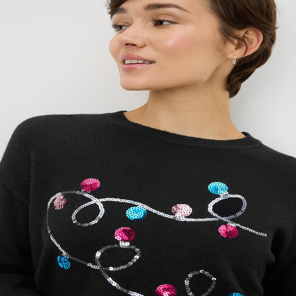 Black Novelty Lights Christmas Jumper