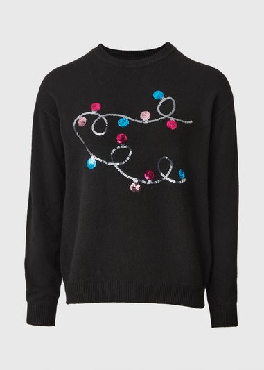 Black Novelty Lights Christmas Jumper