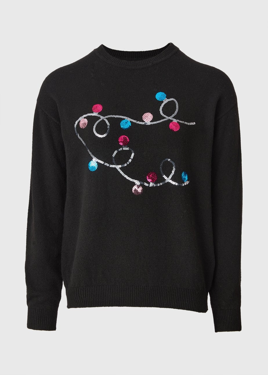 Black Novelty Lights Christmas Jumper