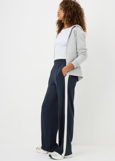 Navy Wide Leg Stripe Trouser