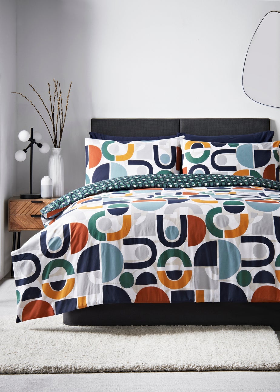 Multicolour Geometric Panel Duvet Set