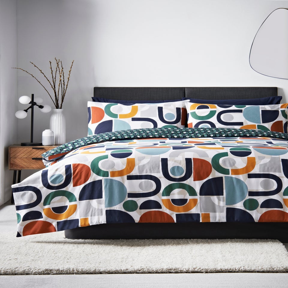 Multicolour Geometric Panel Duvet Set