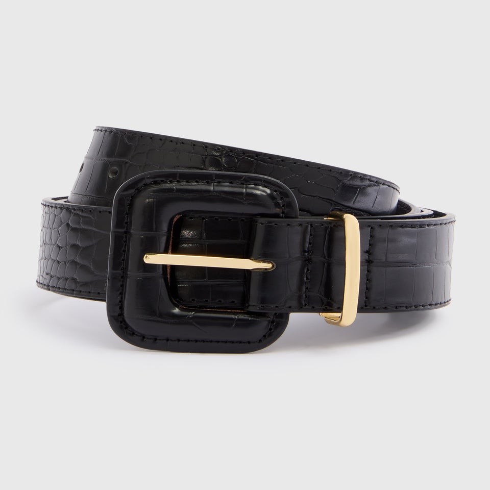 Black Crocodile Print Belt