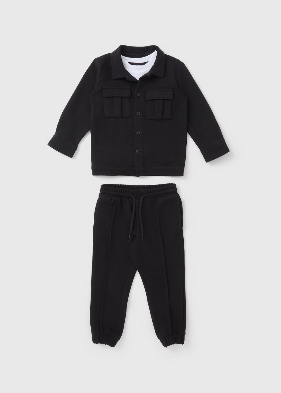 3 Piece Boys Black Smart Shirt & Trouser Set (1-7yrs)