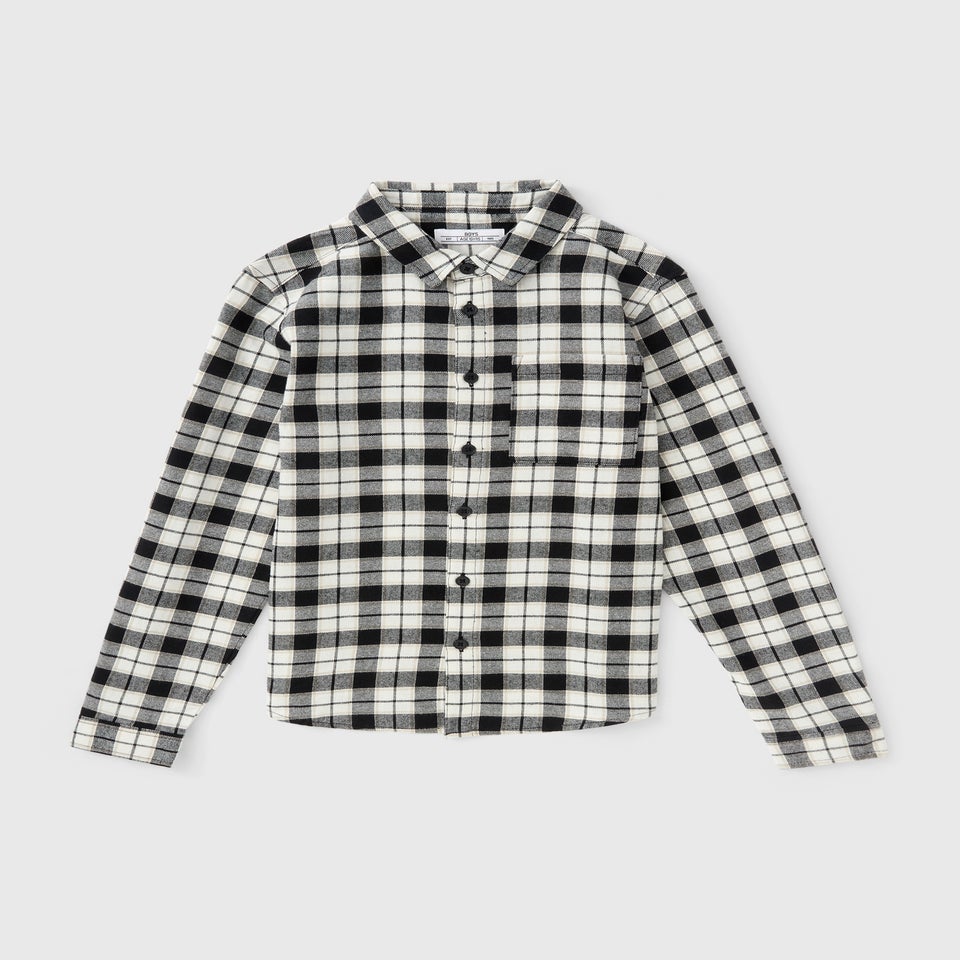 Boys Black Check Shirt (7-15yrs)