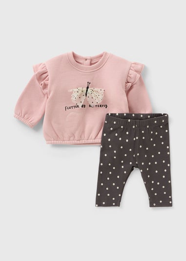 Baby Pink Butterfly Sweatshirt & Legging Set (Newborn-23mths)