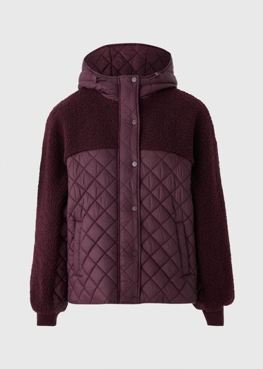 Souluxe Burgundy Borg Quilted Jacket