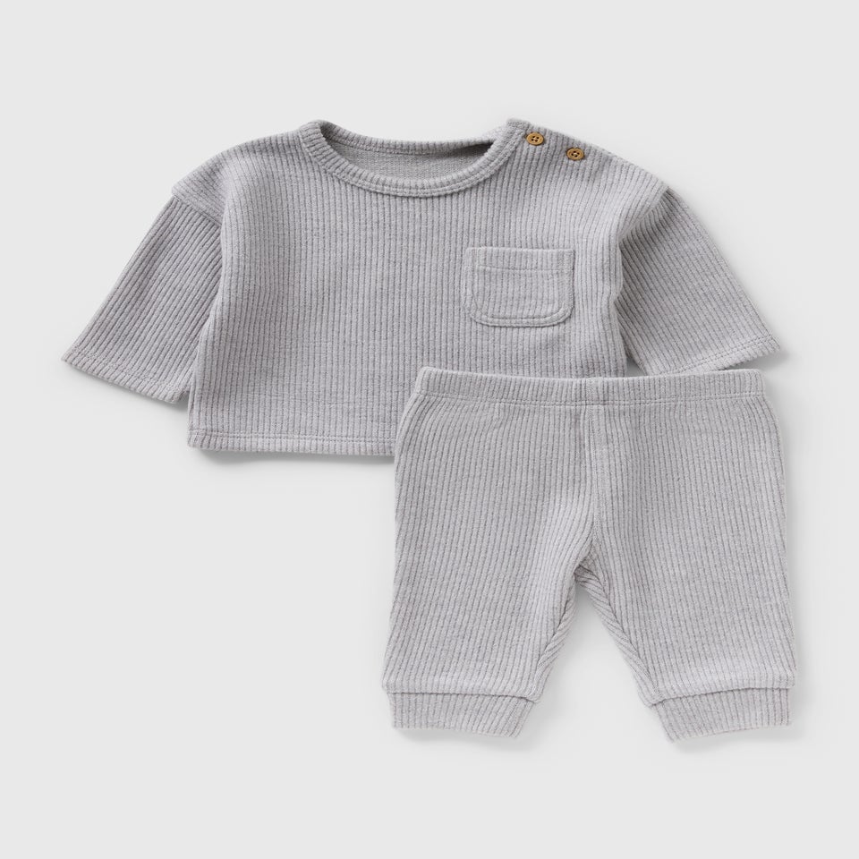 Baby Grey Brushed Top & Legging Set (Newborn-23mths)
