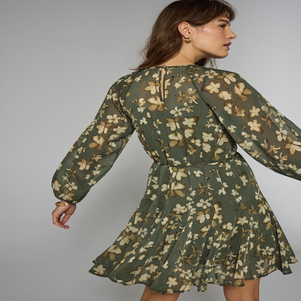 Et Vous Olive Blurred Floral Mini Dress