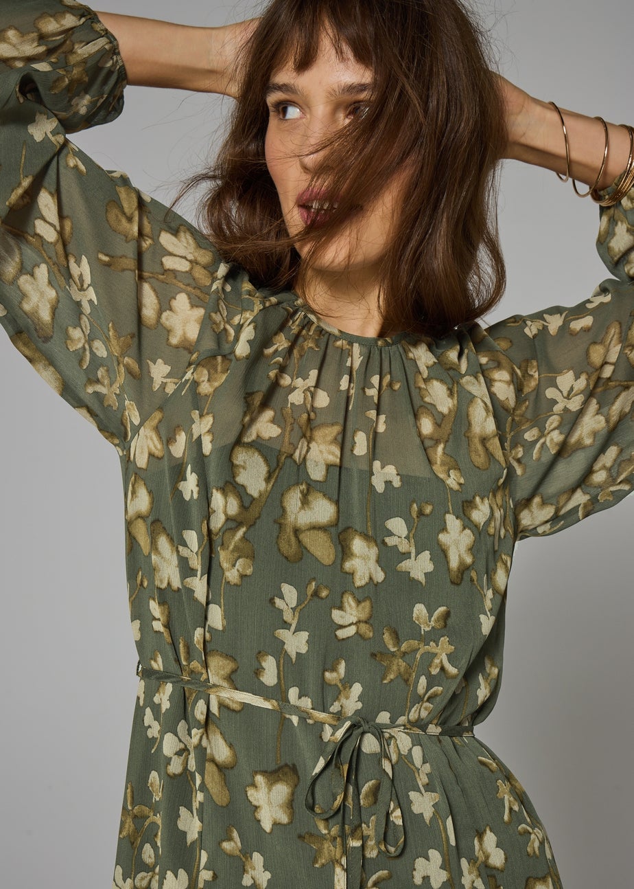 Et Vous Olive Blurred Floral Mini Dress