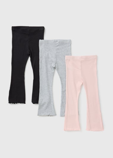 3 Pack Girls Multicolour Flare Leggings (1-7yrs)