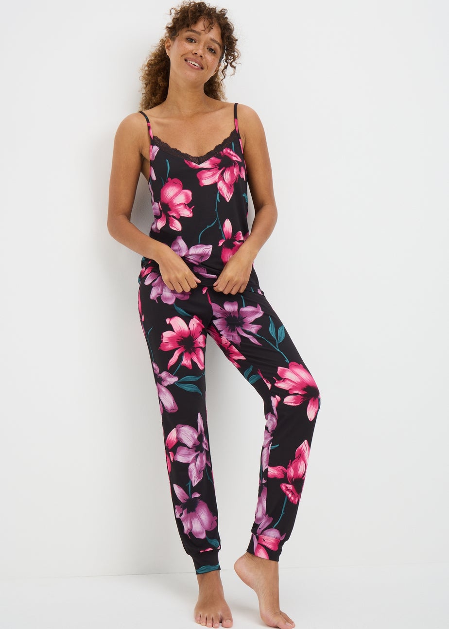 Black Floral Cami Pyjama Set