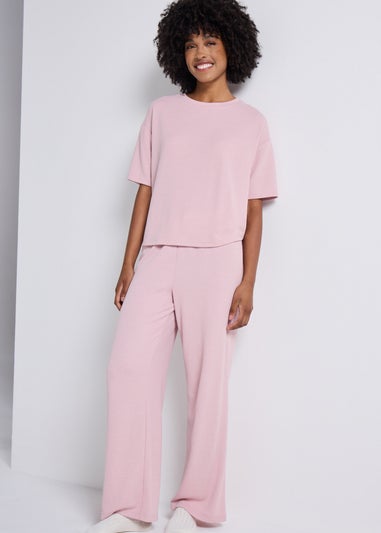 Pink Short Sleeve Waffle Pyjama T Shirt