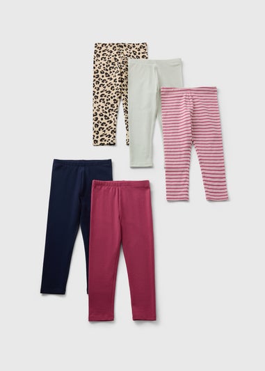 5 Pack Girls Multi Coloured Leggings (1-7yrs)