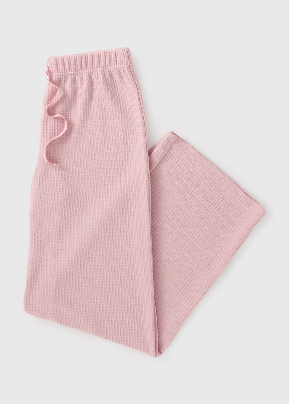 Pink Wide Leg Waffle Pyjama Bottoms