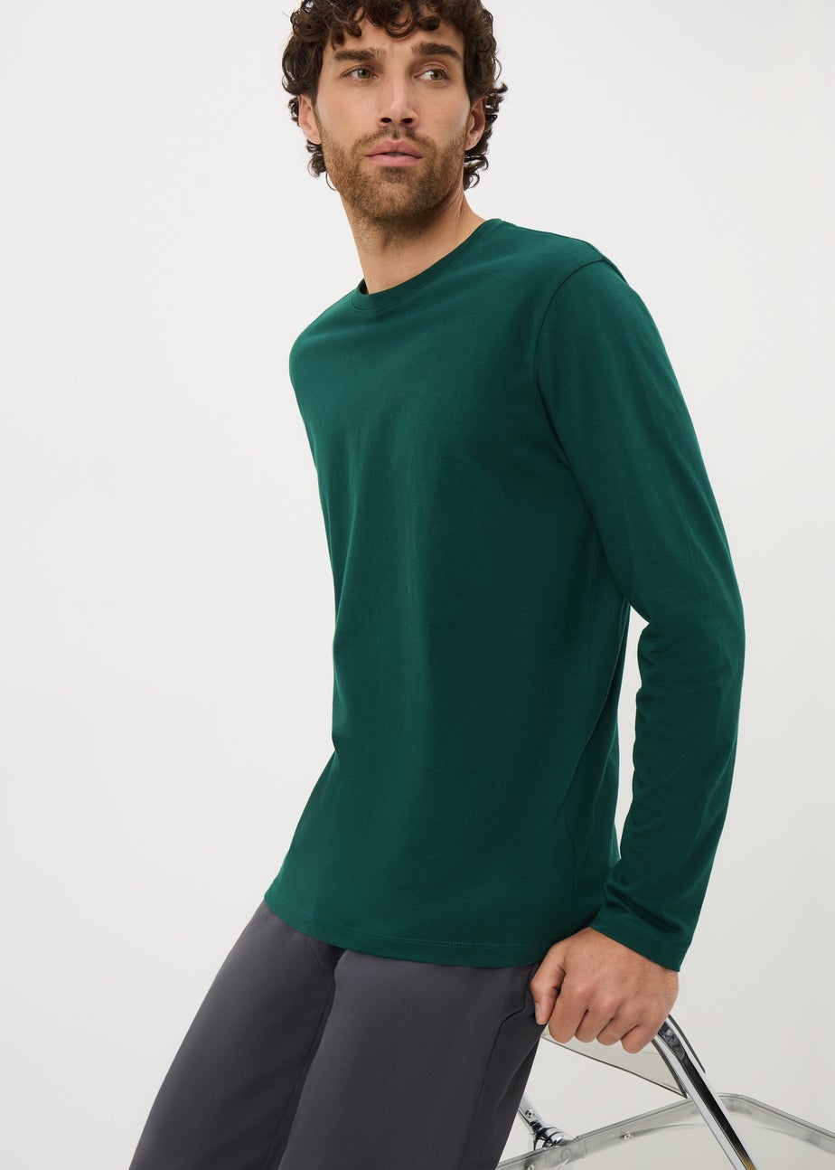 Green Long Sleeve Crew Neck Top