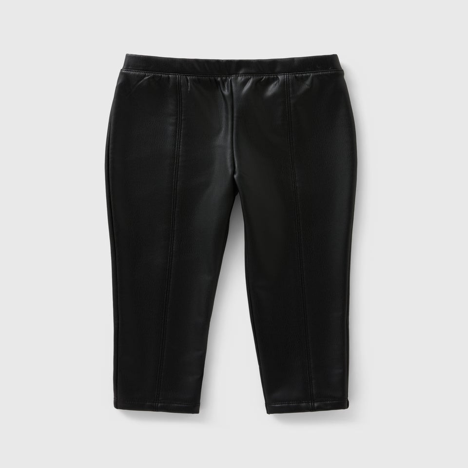 Girls Black Faux Leather Leggings (1-7yrs)