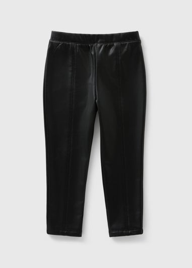 Girls Black Faux Leather Leggings (1-7yrs)