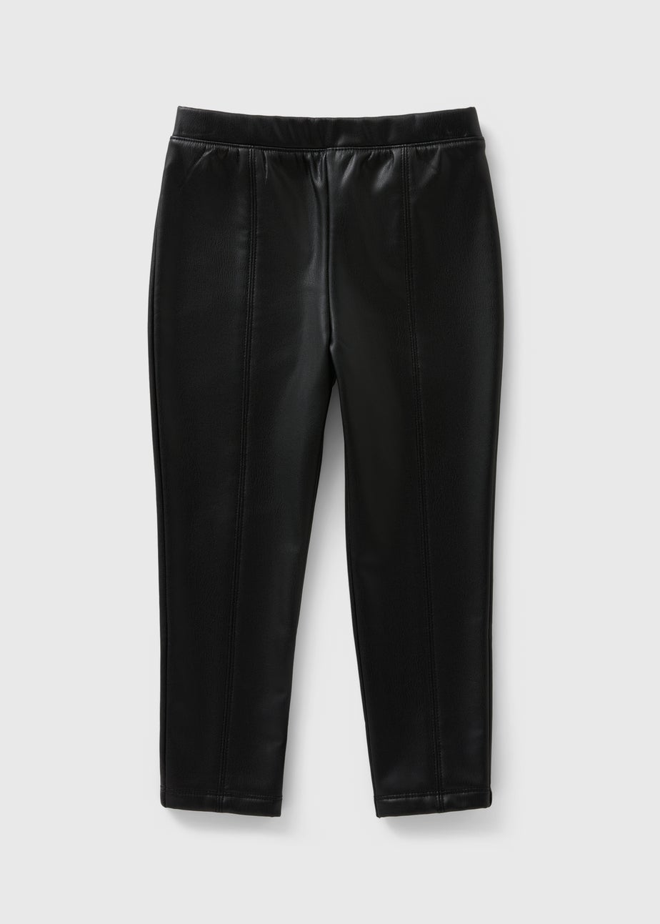 Girls Black Faux Leather Leggings (1-7yrs)