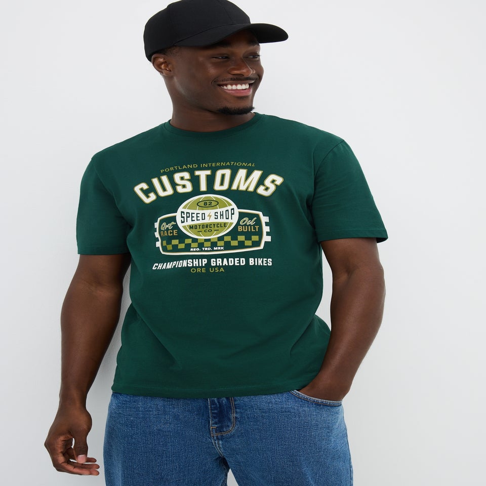 Green Customs Printed T-Shirt