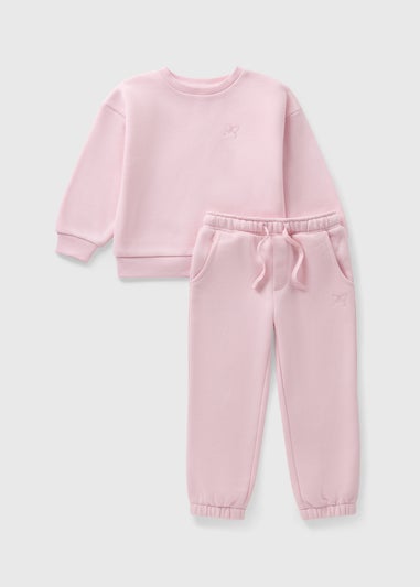 Girls Pink Sweatshirt & Jogging Bottom Set (1-7yrs)
