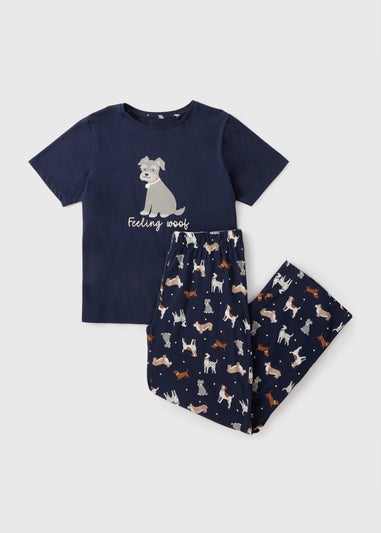 Navy Dog Print Pyjama Set