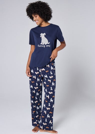 Navy Dog Print Pyjama Set