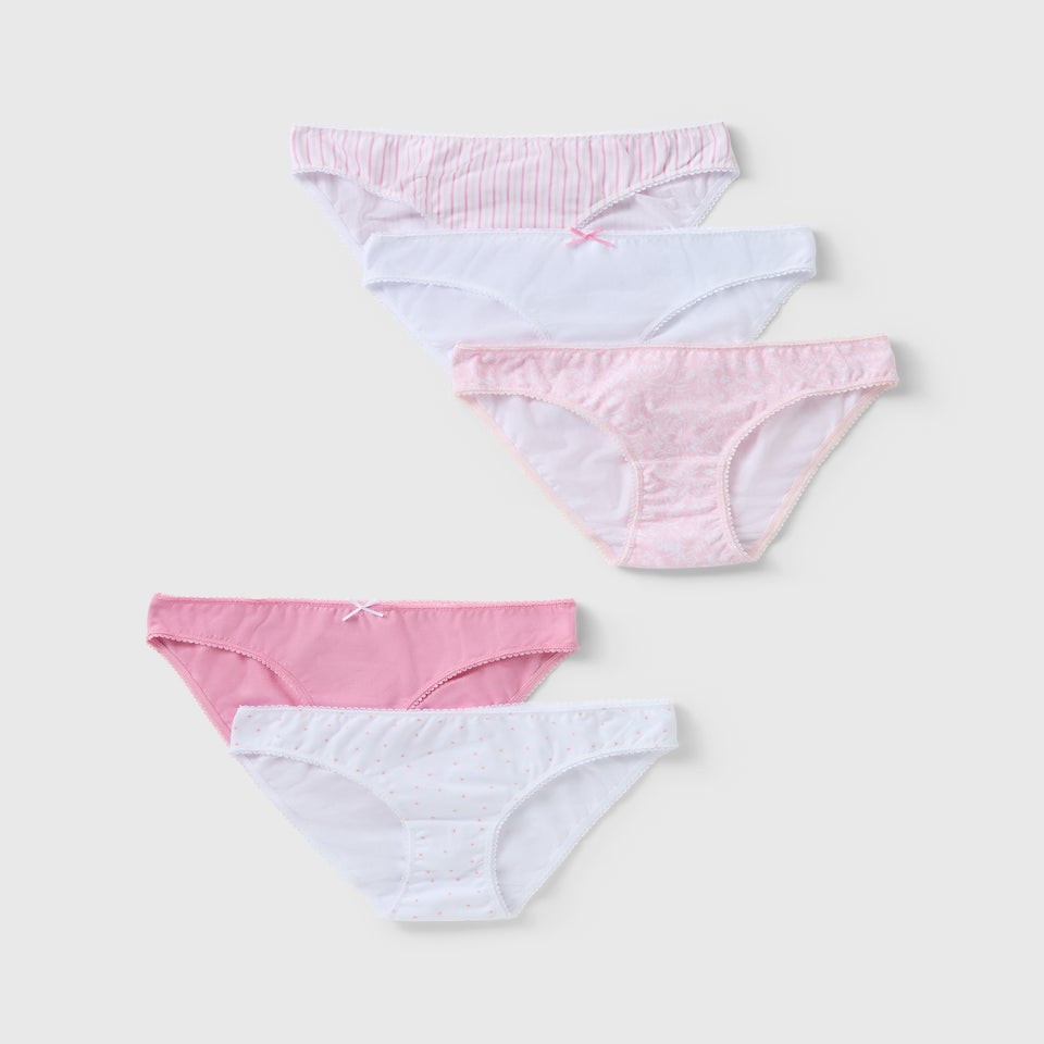 5 Pack Pink Printed Mini Knickers
