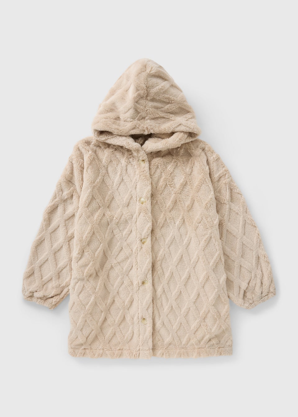 Beige Diamond Hood Lounge Cardigan