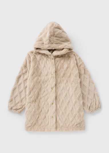Beige Diamond Hood Lounge Cardigan
