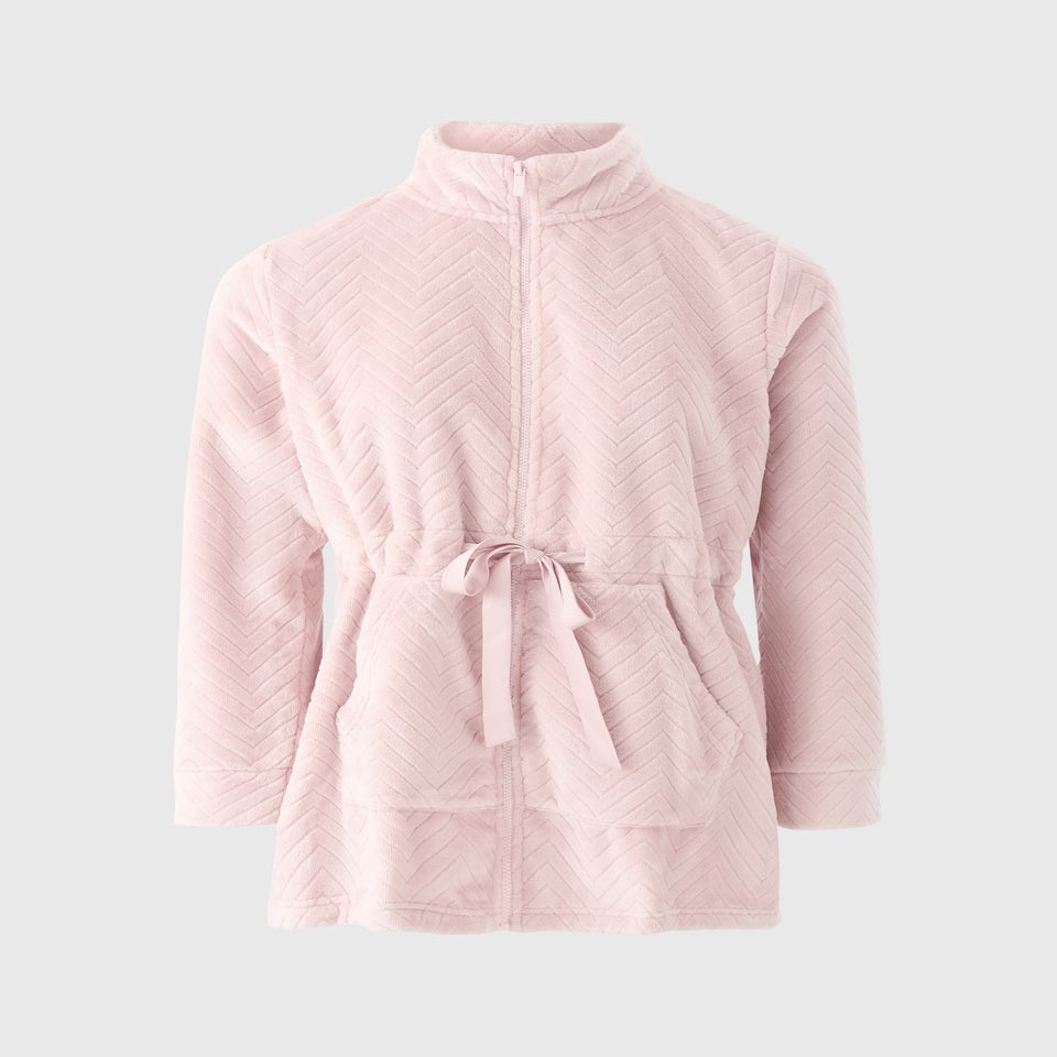 Pink Patterned Zip Tie Cardigan