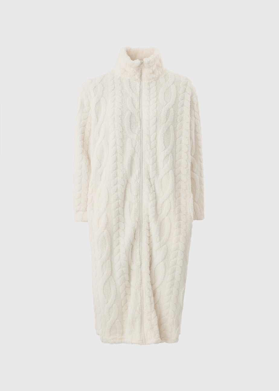 Cream Zip Through Cable Gown