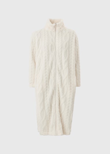 Cream Zip Through Cable Gown