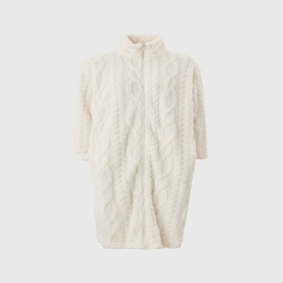 Cream Zip Through Cable Gown