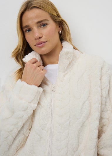 Cream Zip Through Cable Gown