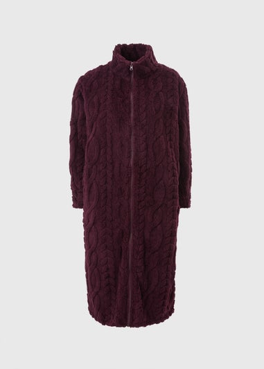 Burgundy Zip Through Cable Gown