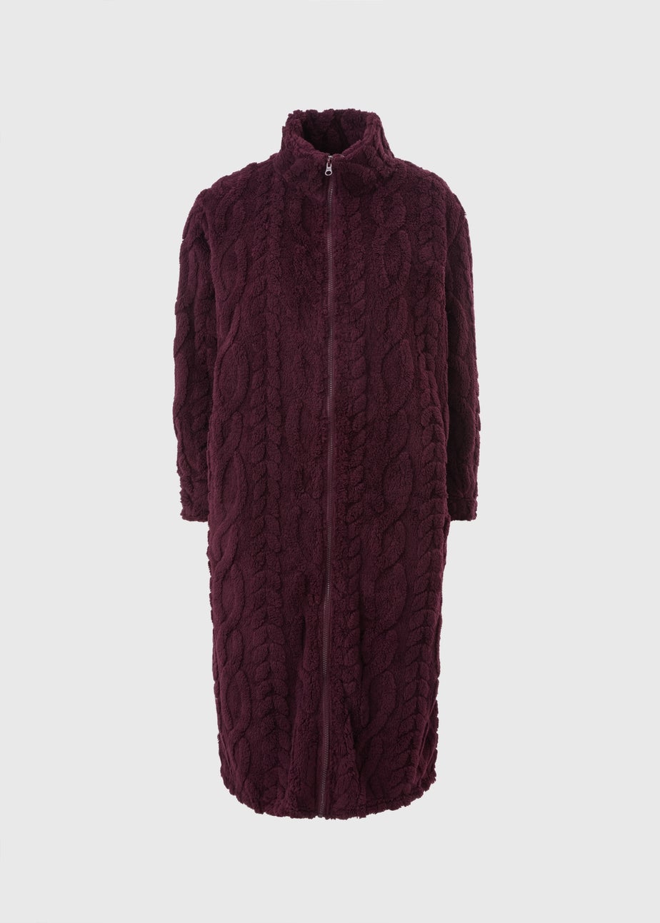 Burgundy Zip Through Cable Gown