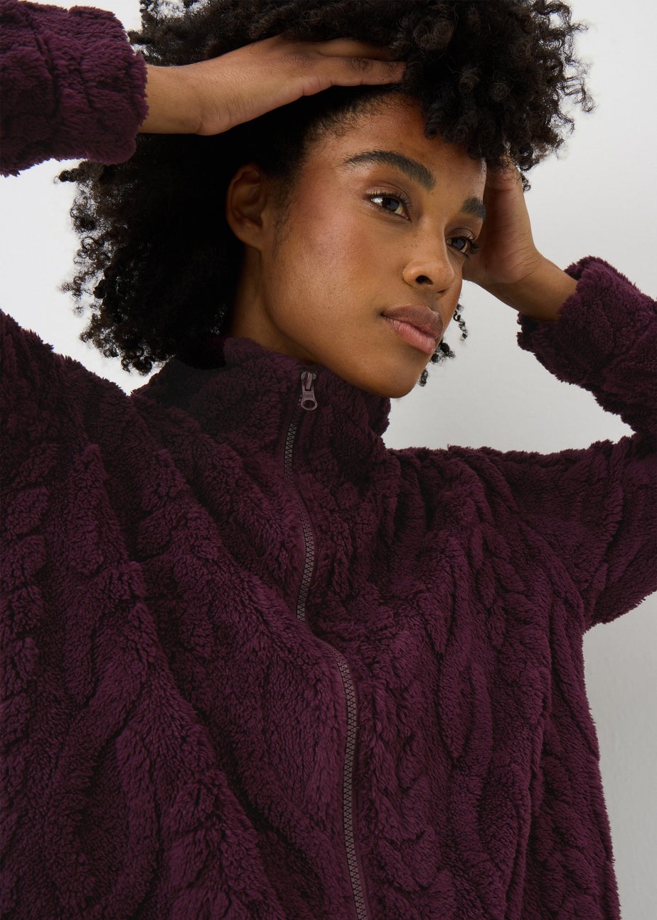 Burgundy Zip Through Cable Gown