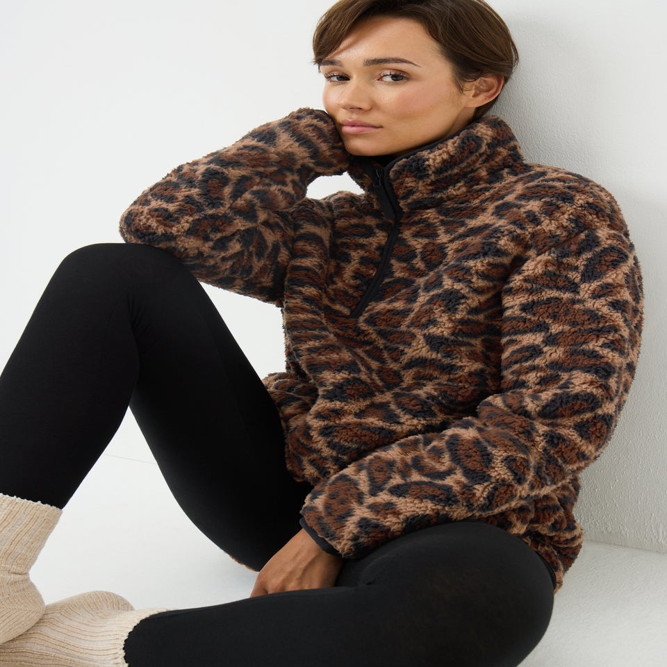 Leopard Print Borg Jacket