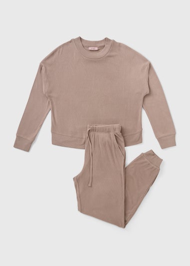Brown Ribbed Loungewear