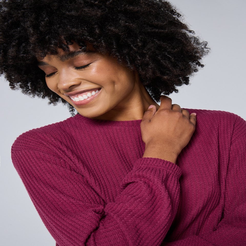 Berry Waffle Ribbed Pyjama Set