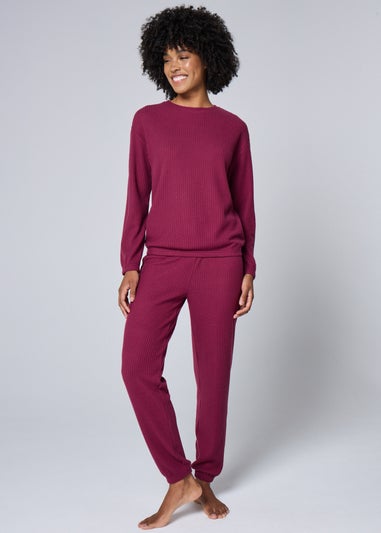 Berry Waffle Ribbed Pyjama Set