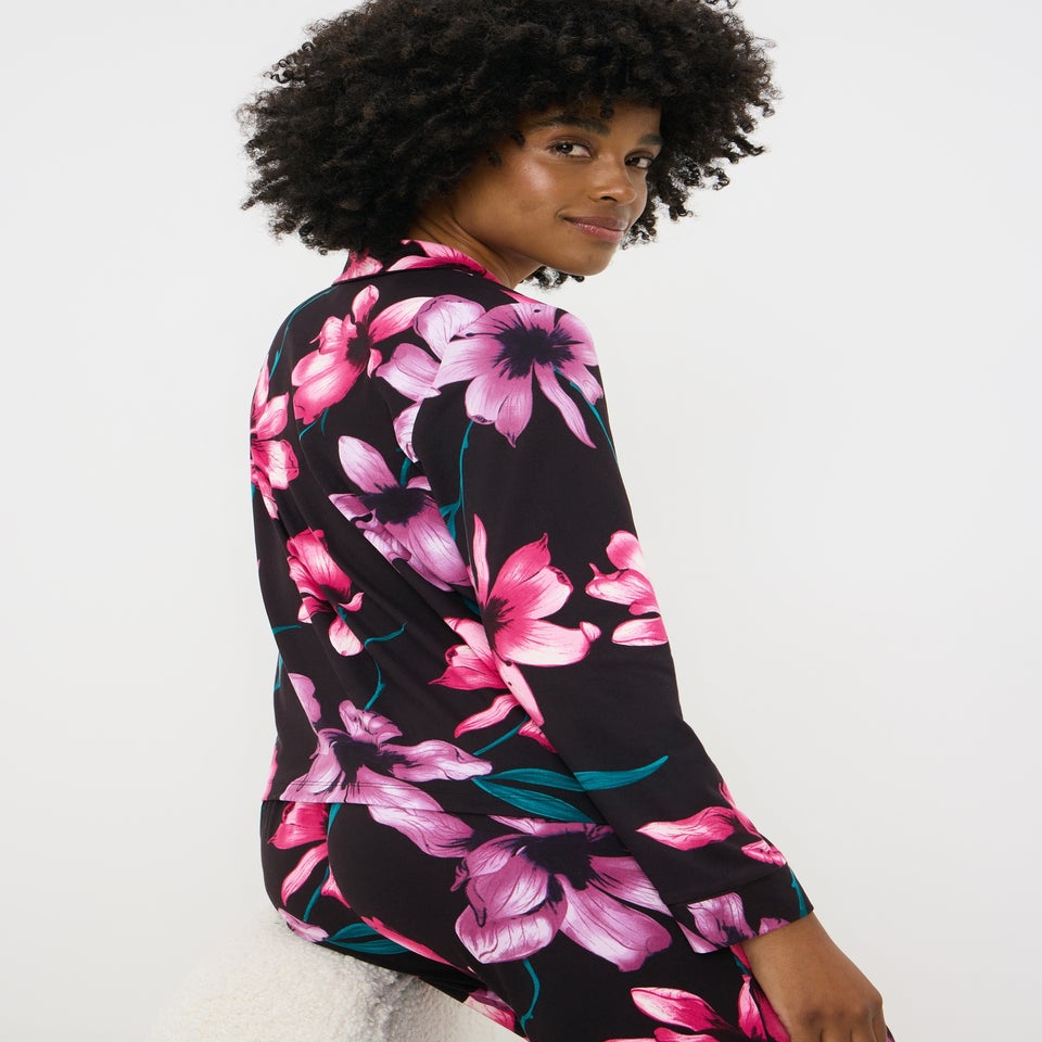 Black Hero Floral Traditional Pyjama Set