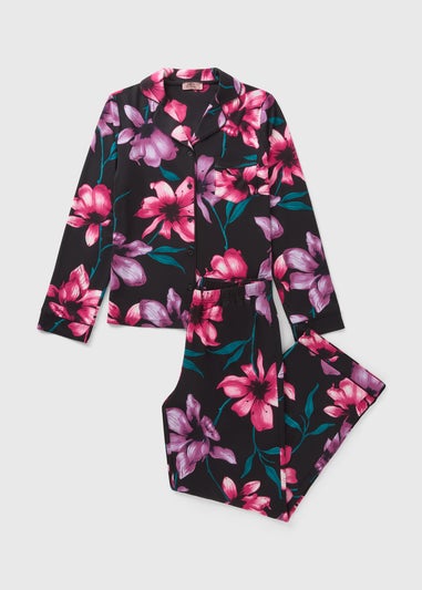 Black Hero Floral Traditional Pyjama Set